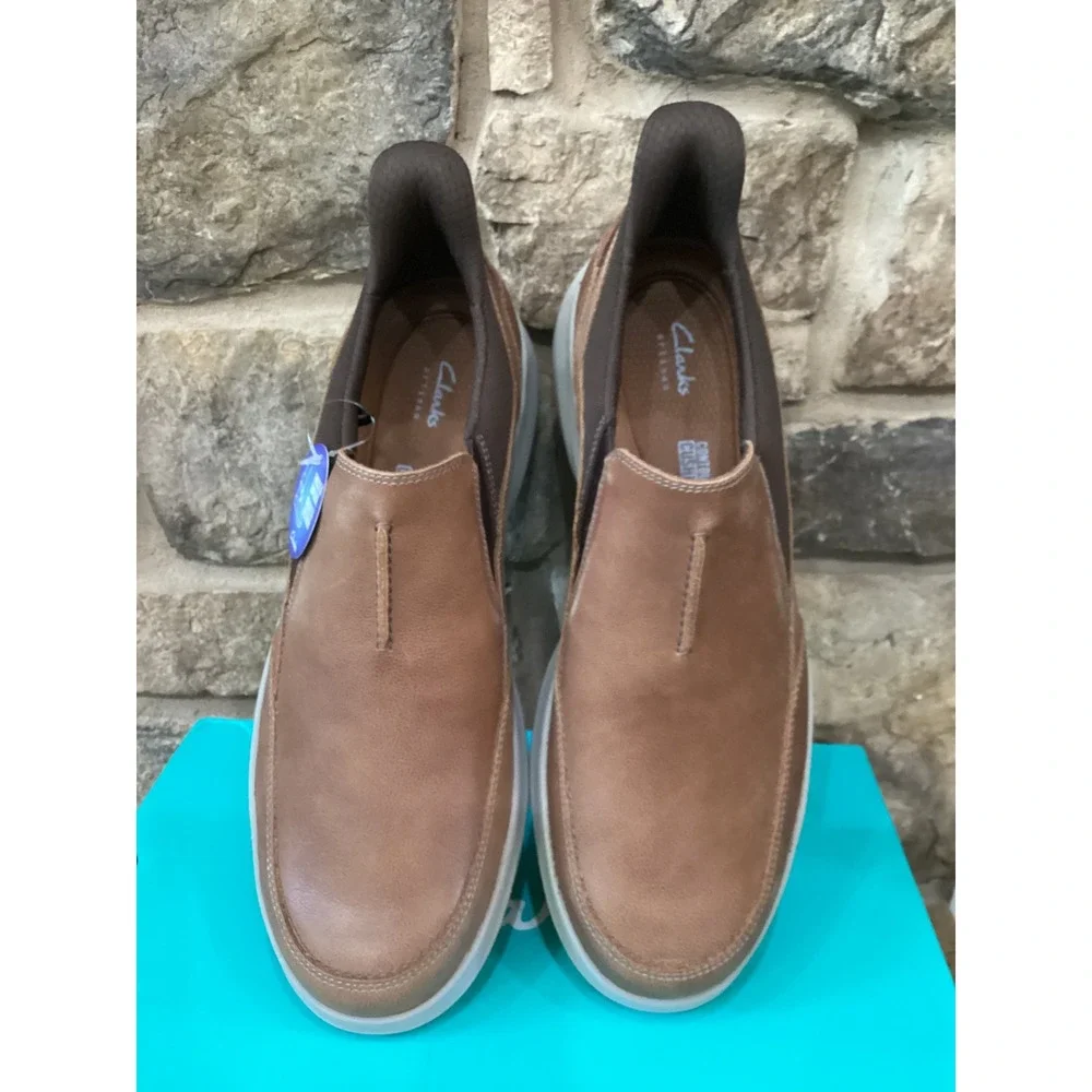 Clarks Mullan Step Mens Tan Combi Leather Slip On Loafers 11.5 M 261873867105